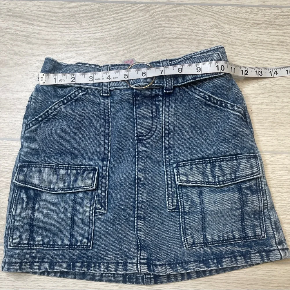 Justice Denim Blue Jean Cargo Pockets Skirt with attached Shorts Girl’s Size 8